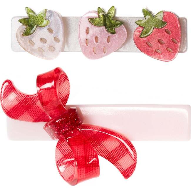 Strawberry Pink Shades & Checkered Bow Hair Clip