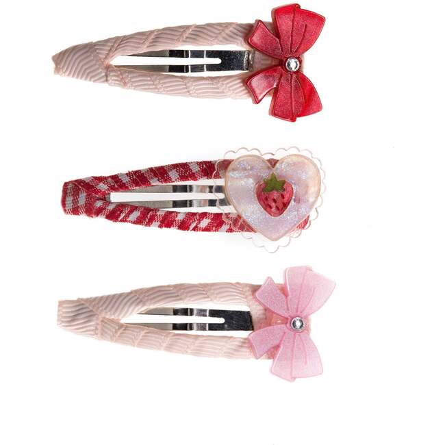 Bows Strawberry Shimmer Snap Clips