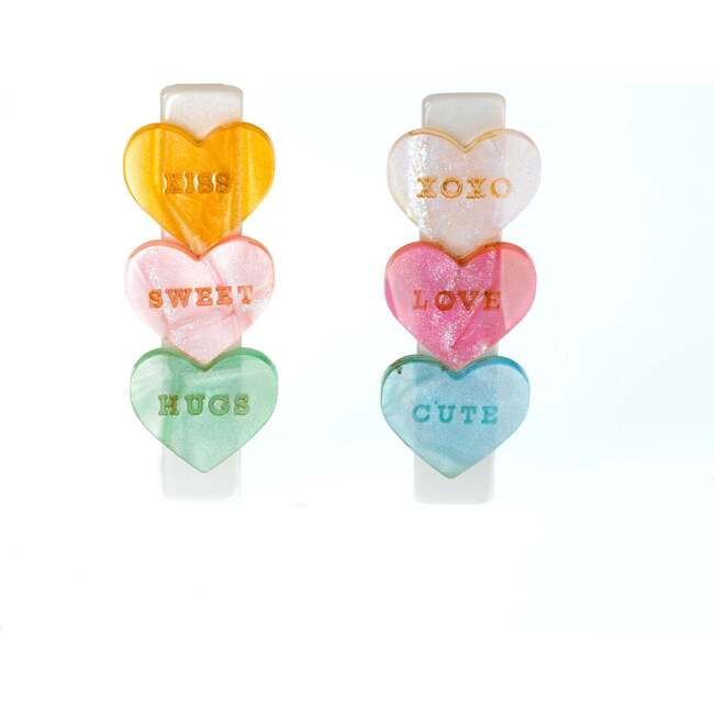 Candy Hearts Pastel Shades Hair Clips