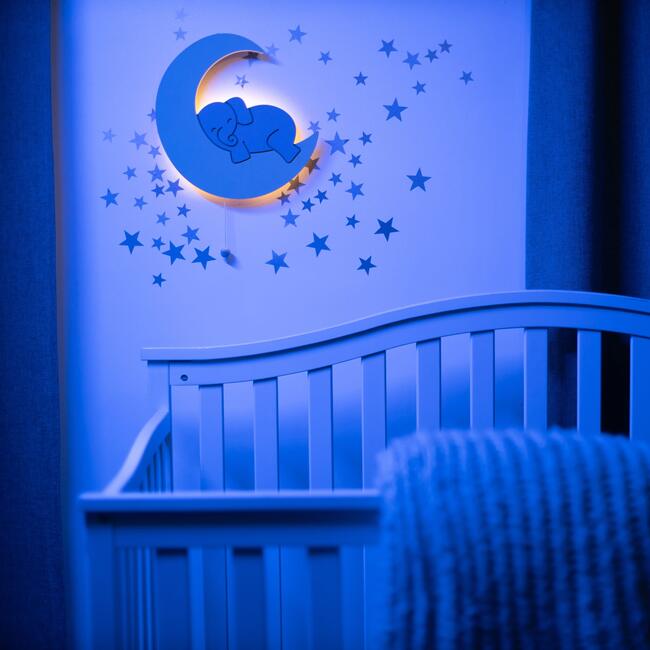 Illuminating LED Wall Lamp, Elephant on Moon