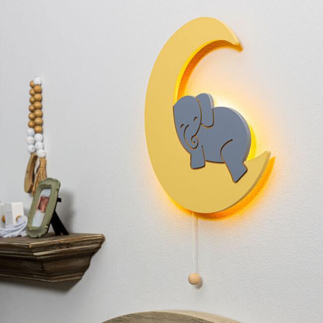 Illuminating LED Wall Lamp, Elephant on Moon - Lighting - 3