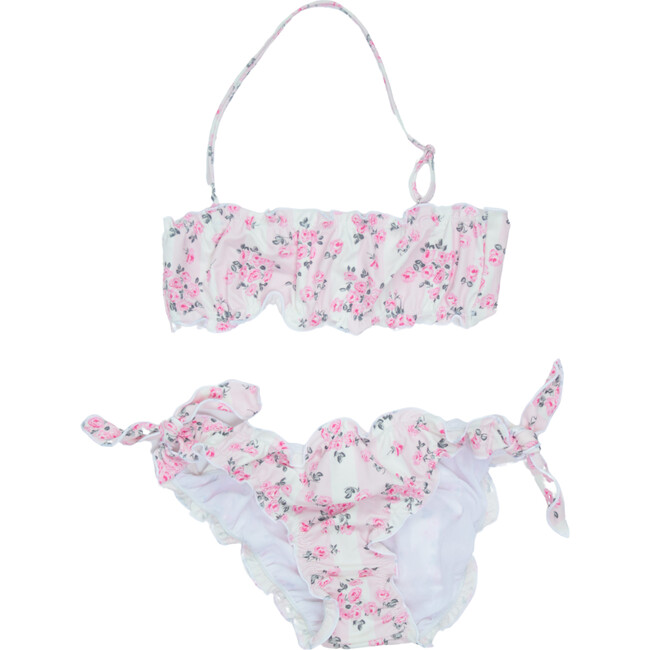 Two Piece Bikini, Roses And Stripes