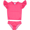 Two Piece Rash Guard With Big Bow, Bubble Pink - Two Pieces - 1 - thumbnail