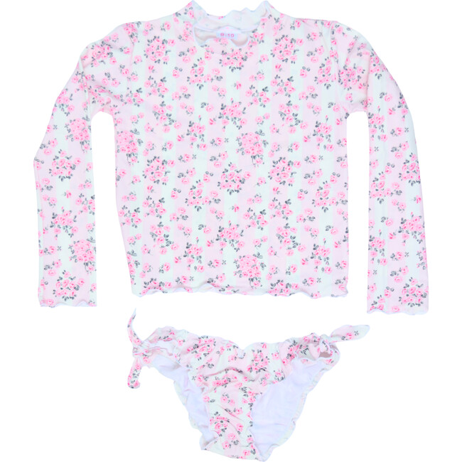 Two Piece Rashguard, Roses And Stripes