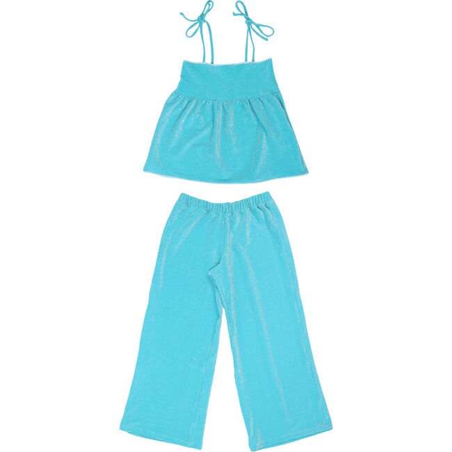 Top And Pants Set, Lurex Blue