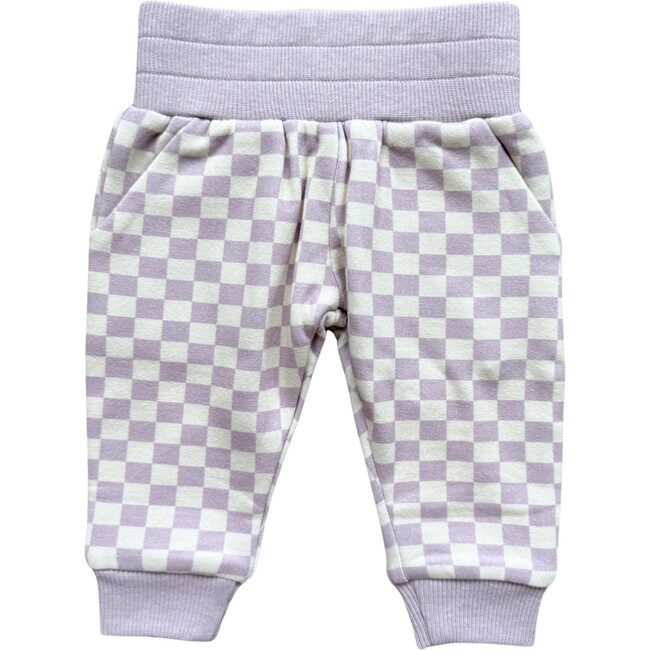 Fleece Sweatpants Lavender Cloud Checkered
