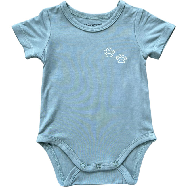 Baby Short Sleeve Bodysuit Paws in Storm