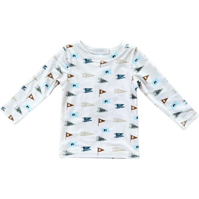 Long Sleeve Rash Guard Swim Shirt Retro Banner