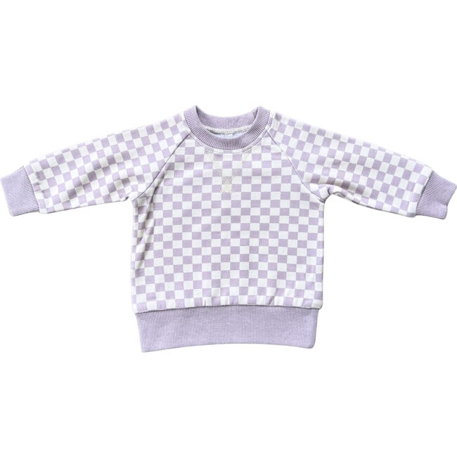 Fleece Sweatshirt Lavender Cloud Checkered