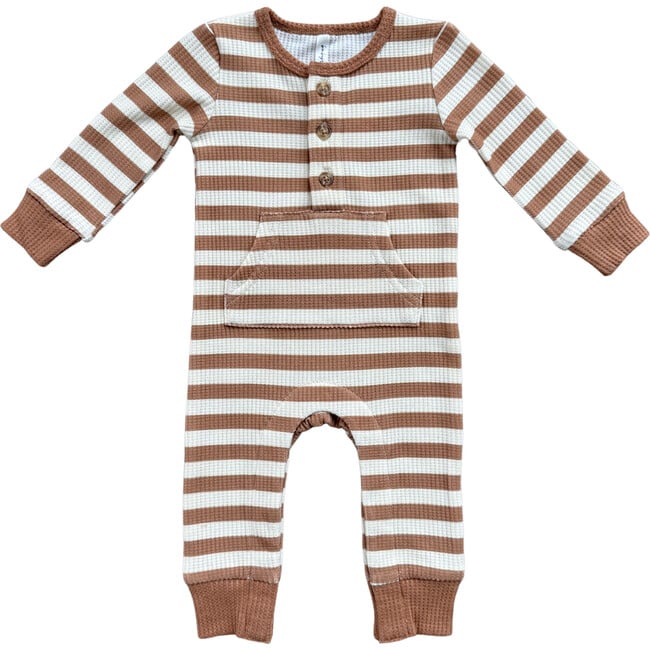 Waffle Romper Caramel Stripe