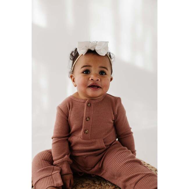 Waffle Romper Caramel Stripe