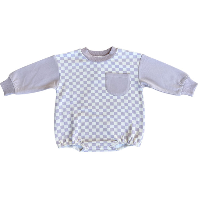 Colorblock Romper Lavender Cloud Checkered