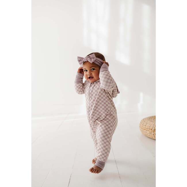 Terry Zip Romper Lavender Cloud Checkered - Rompers - 5