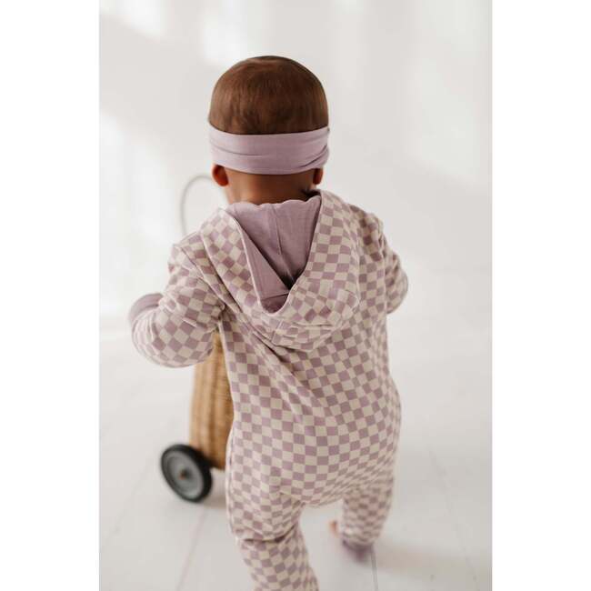 Terry Zip Romper Fern Checkered - Rompers - 4