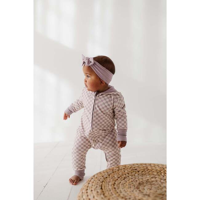 Terry Zip Romper Lavender Cloud Checkered - Rompers - 6