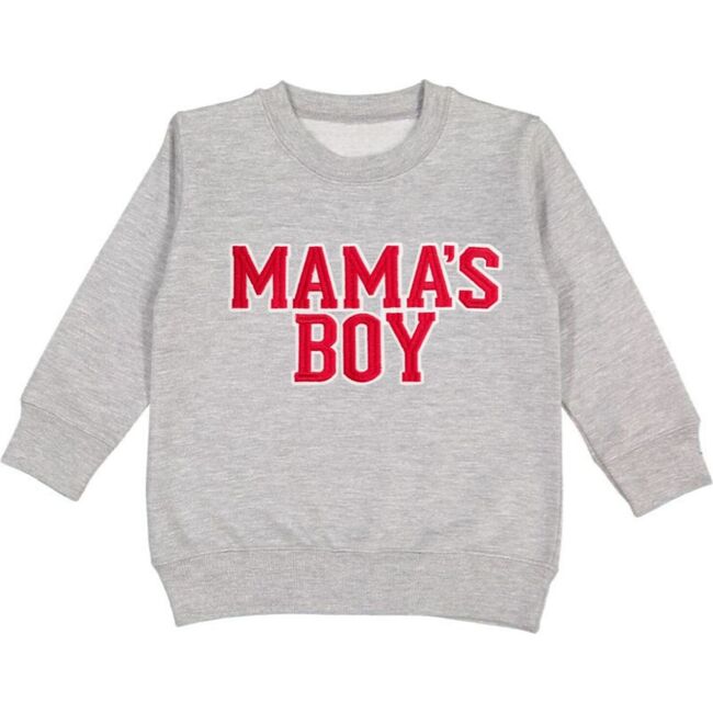 Mama's Boy Varsity Patch Valentine's Day Sweatshirt, Grey