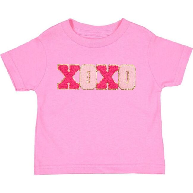 XOXO Patch Valentine's Day Short Sleeve T-Shirt, Raspberry