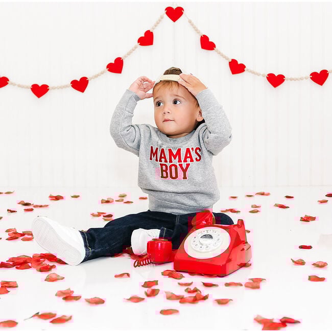 Mama's Boy Varsity Patch Valentine's Day Sweatshirt, Grey - Sweatshirts - 3