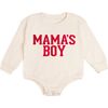 Mama's Boy Varsity Patch Valentine's Day Long Sleeve Romper, Natural - Rompers - 1 - thumbnail