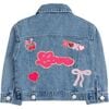 Love Script Patch Valentine's Day Denim Jacket, Denim - Jackets - 1 - thumbnail