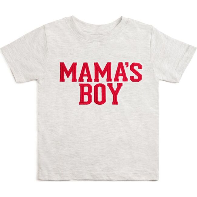 Mama's Boy Varsity Patch Valentine's Day Short Sleeve T-Shirt, Ash