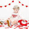 Mama's Boy Varsity Patch Valentine's Day Long Sleeve Romper, Natural - Rompers - 3 - thumbnail