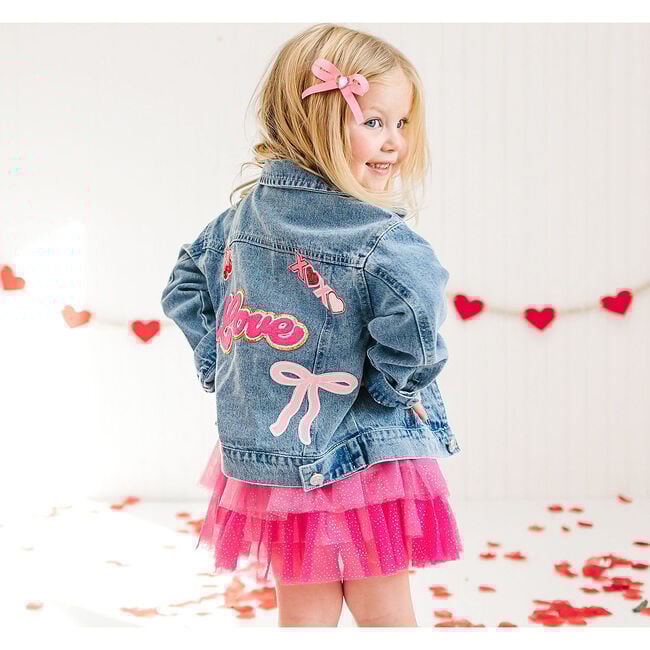 Love Script Patch Valentine's Day Denim Jacket, Denim - Jackets - 3