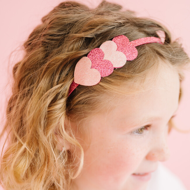 Pink Sparkle Hearts Valentine's Day Headband, Pink - Hair Accessories - 3