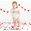 Heartbreaker Checkered Valentine's Day Long Sleeve Romper, Natural - Rompers - 2 - thumbnail