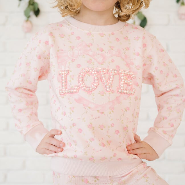 Pink Rose Love Patch Sweatshirt, Light Pink - Sweatshirts - 3