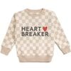 Heartbreaker Checkered Valentine's Day Sweatshirt, Natural - Sweatshirts - 1 - thumbnail