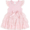 Flocked Heart Valentine's Day Tiered Short Sleeve Tutu Dress, Pink - Dresses - 1 - thumbnail