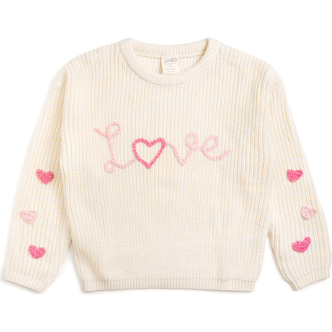 Ditsy Love Valentine's Day Knit Sweater, Natural