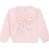 Ditsy Floral Bow Knit Sweater, Light Pink - Sweaters - 1 - thumbnail