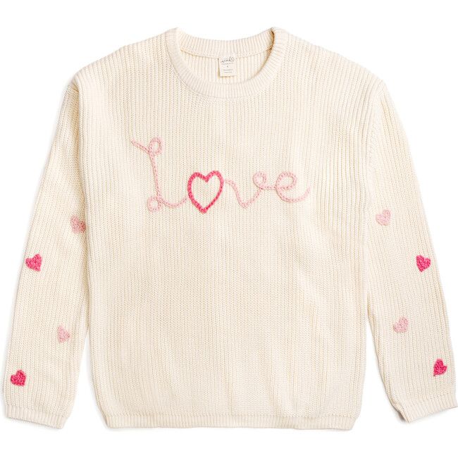 Ditsy Love Valentine's Day Knit Women's Sweater, Natural