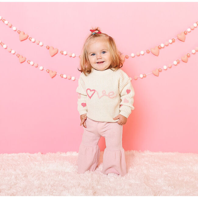 Ditsy Love Valentine's Day Knit Sweater, Natural