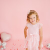 Flocked Heart Valentine's Day Tiered Short Sleeve Tutu Dress, Pink - Dresses - 2