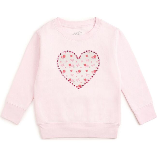Dainty Rose Pearl Heart Patch Sweatshirt, Ballet