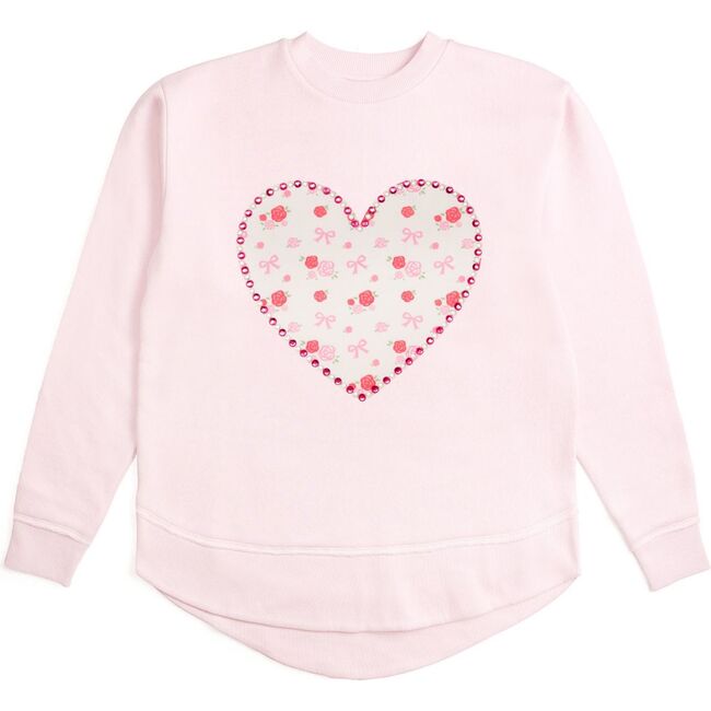 Dainty Rose Pearl Heart Patch Women's Sweatshirt, Ballet