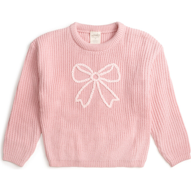 Coquette Bow Knit Sweater, Blush Pink