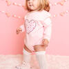 Dainty Rose Pearl Heart Patch Long Sleeve Romper, Ballet - Rompers - 3