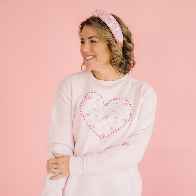 Dainty Rose Pearl Heart Patch Women's Sweatshirt, Ballet