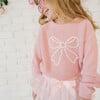 Coquette Bow Knit Sweater, Blush Pink - Sweaters - 3 - thumbnail