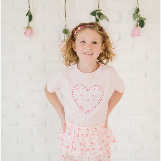 Dainty Rose Pearl Heart Patch Short Sleeve T-Shirt, Ballet - T-Shirts - 5