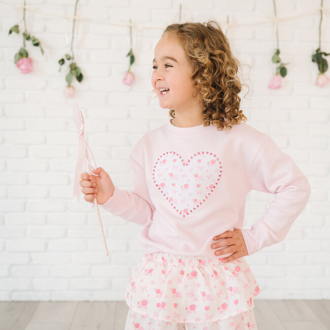 Dainty Rose Pearl Heart Patch Sweatshirt, Ballet - Sweatshirts - 4
