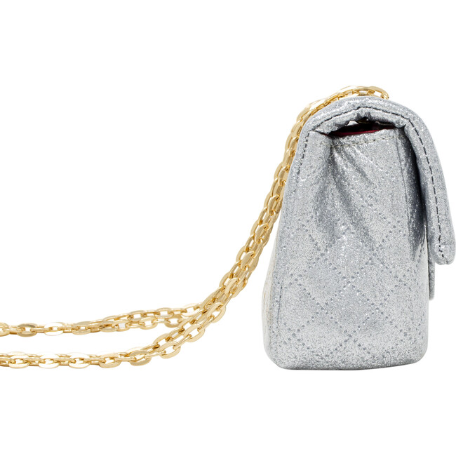 Classic Quilted Sparkle Mini Handbag, Silver