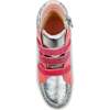 Miss Hannah Glitter Double-Velcro High-Top Sneaker, Pink And Silver - Sneakers - 2 - thumbnail