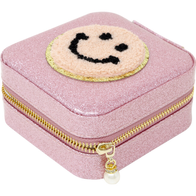 Happy Face Sparkle Jewelry Box, Pink - Bags - 3