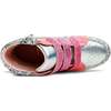 Miss Hannah Glitter Double-Velcro High-Top Sneaker, Pink And Silver - Sneakers - 3 - thumbnail