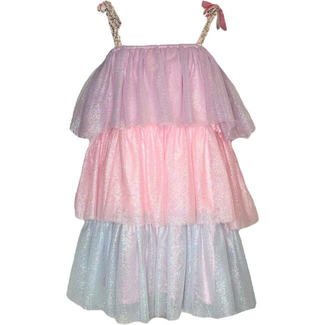 Sparkle Ombre Tie Shoulder Tired Dress, Multicolors